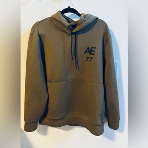 American Eagle Outfitters Men's Olive Tan Hoodie with Logo